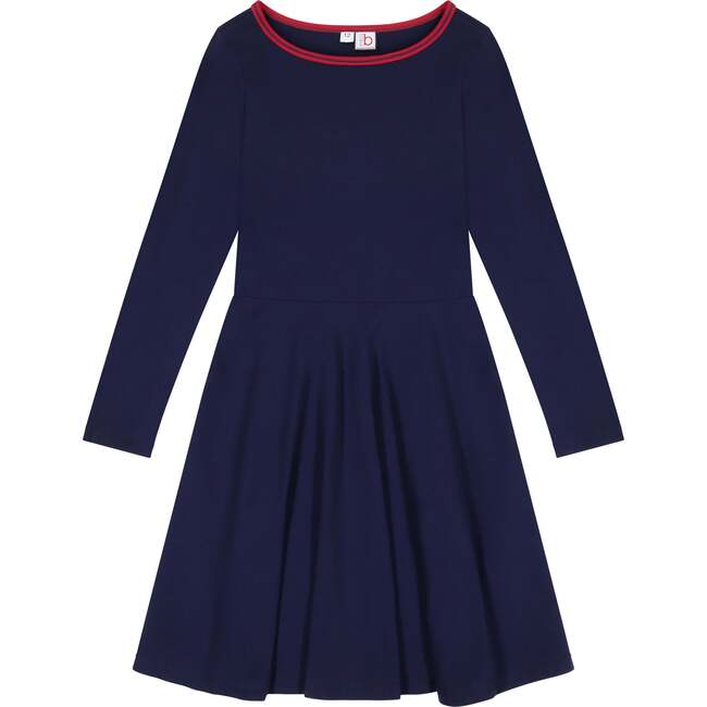 Helena Circle Skirt Dress, Navy - Dresses - 1