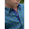 Long Sleeve Shirt, Tartan Plaid/ Blue - Shirts - 2