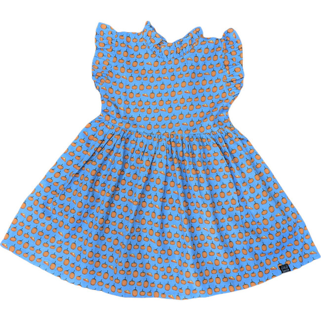 Ruffle Dress, Pumpkin Pies/ Blue