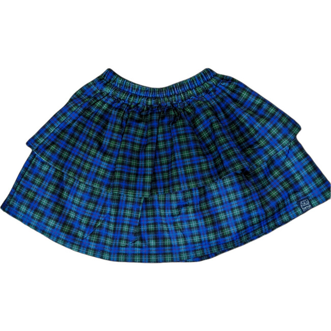 Layered Velvet Skirt, Tartan Plaid/ Blue