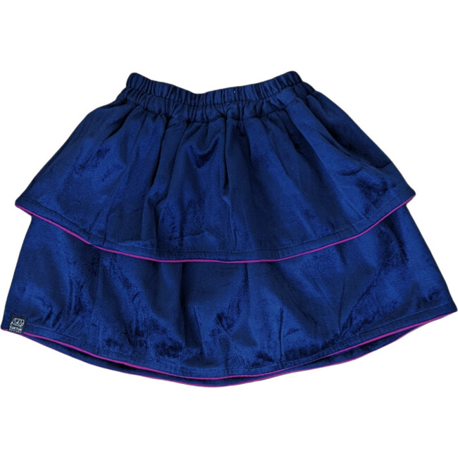 Layered Velvet Skirt, Blue/ Blue