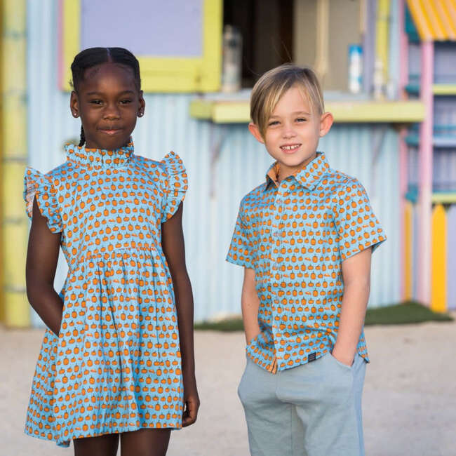 Short Sleeve Shirt, Pumpkin Pies/ Blue - Shirts - 3