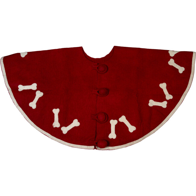 Felt Tree Skirt With Dog Bone Accents, Red