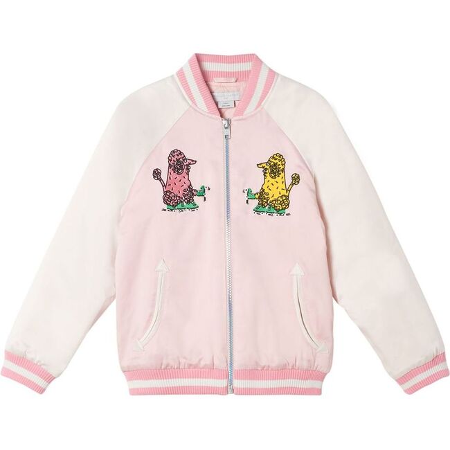 Poodle Graphic Bomber Jacket, Pink