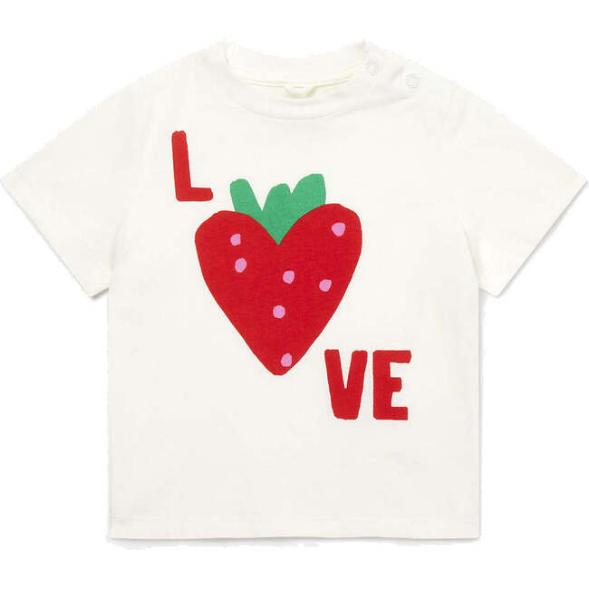 Strawberry Love Graphic T-Shirt, White - Tees - 1