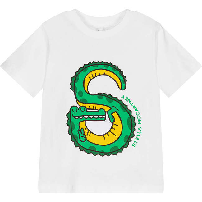 "S" Croc Logo T-Shirt, White - Tees - 1