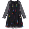 Paintbrush Tulle Dress, Black - Dresses - 2