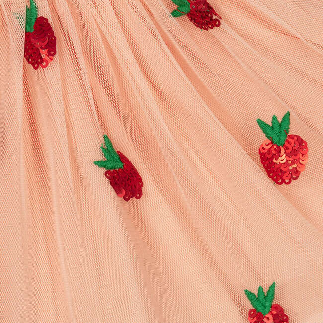 Sequin Strawberry Tulle Dress, Pink - Dresses - 2