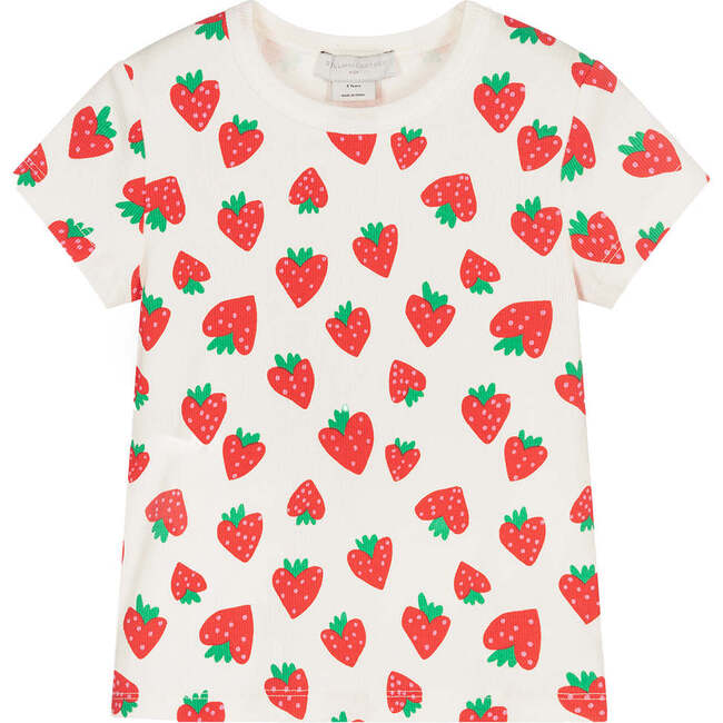 Strawberry Allover Print T-Shirt, White - Tees - 1