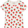 Strawberry Allover Print T-Shirt, White - Tees - 1 - thumbnail