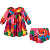 Painting Tencel Twill Dress, Red - Dresses - 3