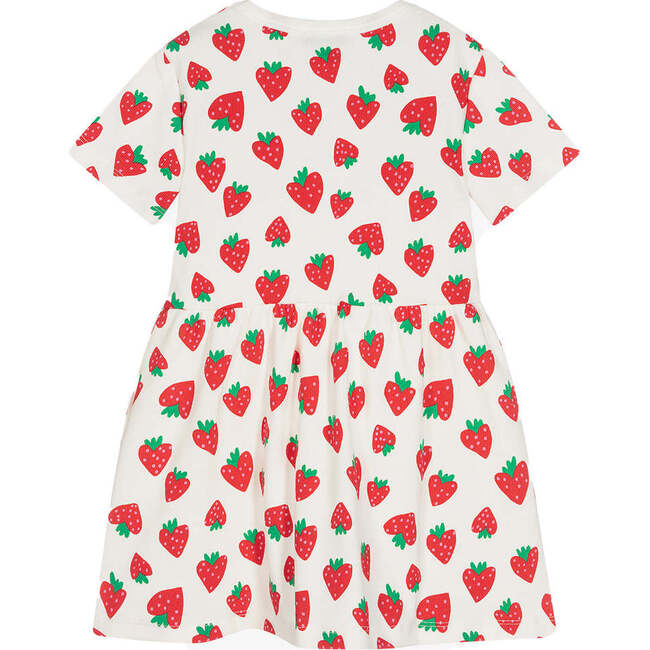 Strawberry Allover Jersey Dress, White