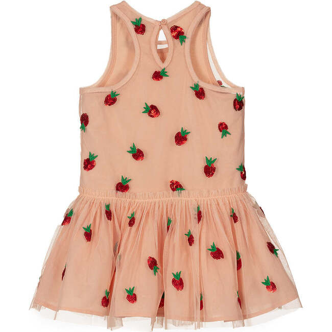 Sequin Strawberry Tulle Dress, Pink - Dresses - 3