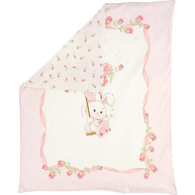 Floral Bunny Blanket, Pink - Blankets - 3