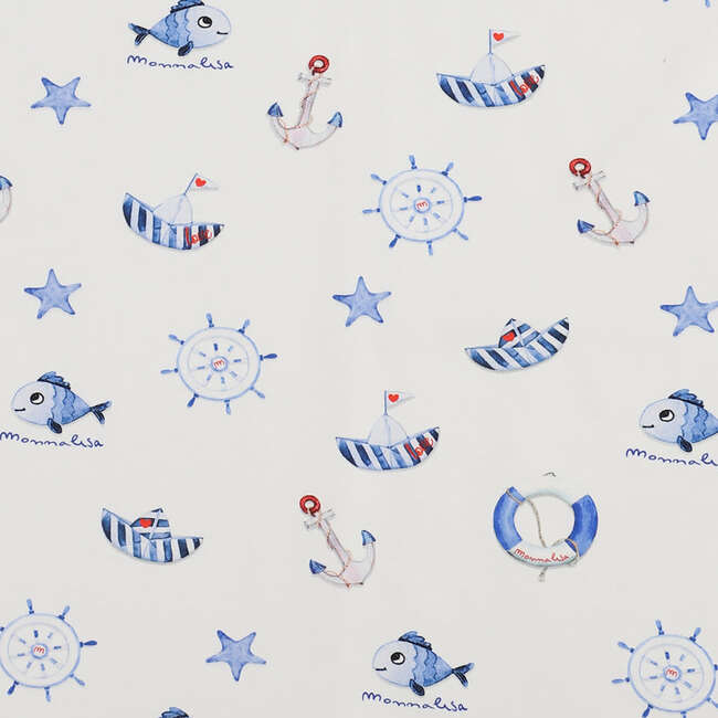 Ocean Print Blanket, White - Blankets - 3