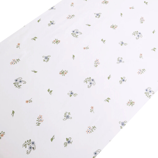Fleur + Stripe Crib Sheet, Ivory
