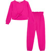 Waffle Knit Jogger Set, Pink - Mixed Apparel Set - 1 - thumbnail