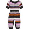 Baby Striped Sweater Coverall, Purple - Onesies - 1 - thumbnail