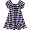 Puff Sleeve Gingham Dress, Lilac - Dresses - 2 - thumbnail