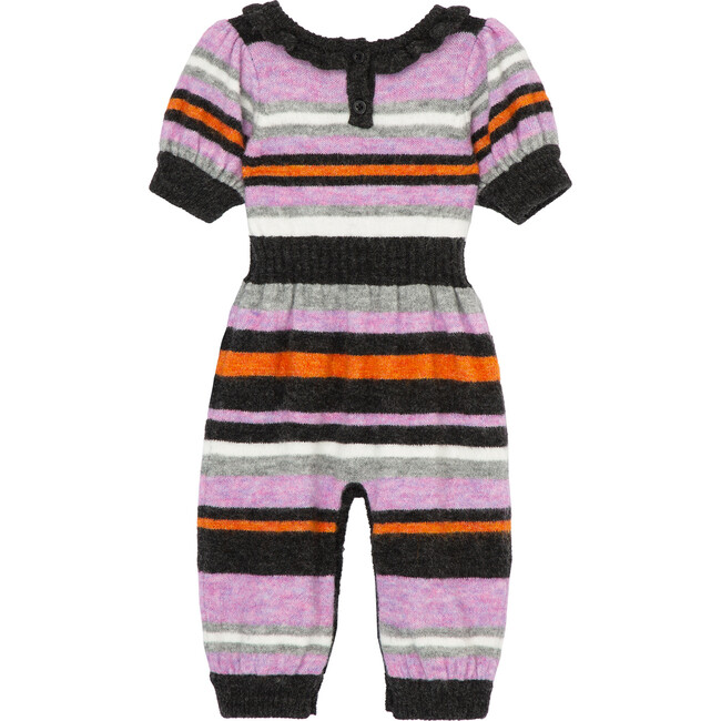 Baby Striped Sweater Coverall, Purple