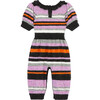 Baby Striped Sweater Coverall, Purple - Onesies - 2 - thumbnail