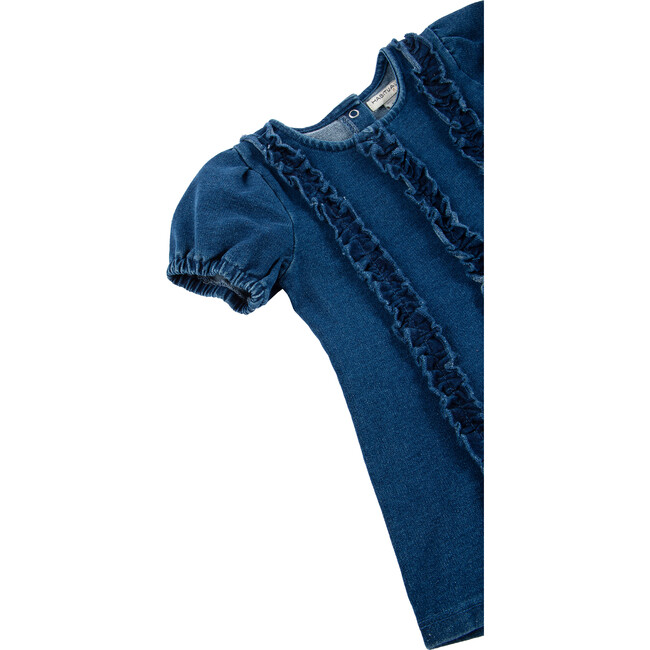 Knit Denim Ruched Dress, Indigo - Dresses - 3