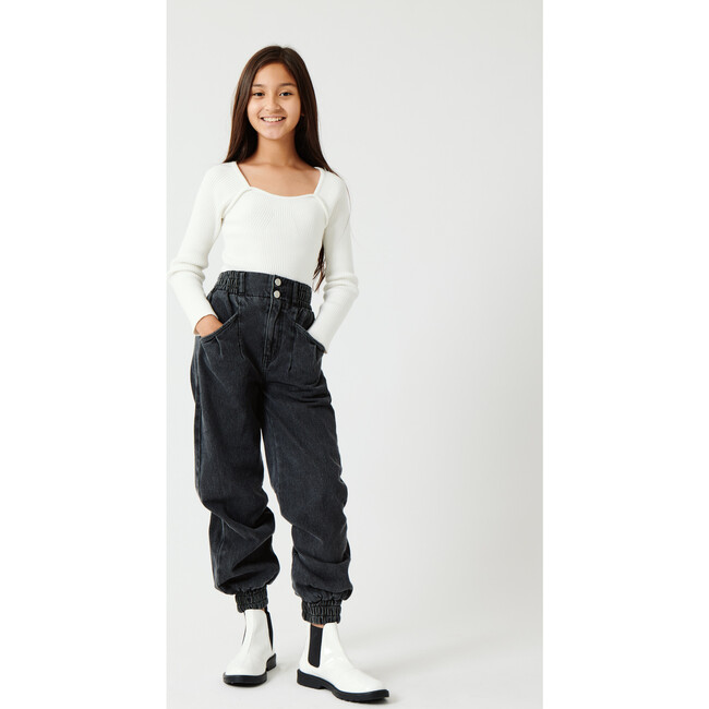 Smocked Denim Joggers, Black - Jeans - 2