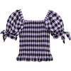 Smocked Puff Sleeve Top, Gingham - Blouses - 1 - thumbnail