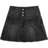 Pleated Denim Skort, Black - Skirts - 1 - thumbnail