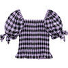 Smocked Puff Sleeve Top, Gingham - Blouses - 2