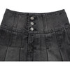 Pleated Denim Skort, Black - Skirts - 4 - thumbnail