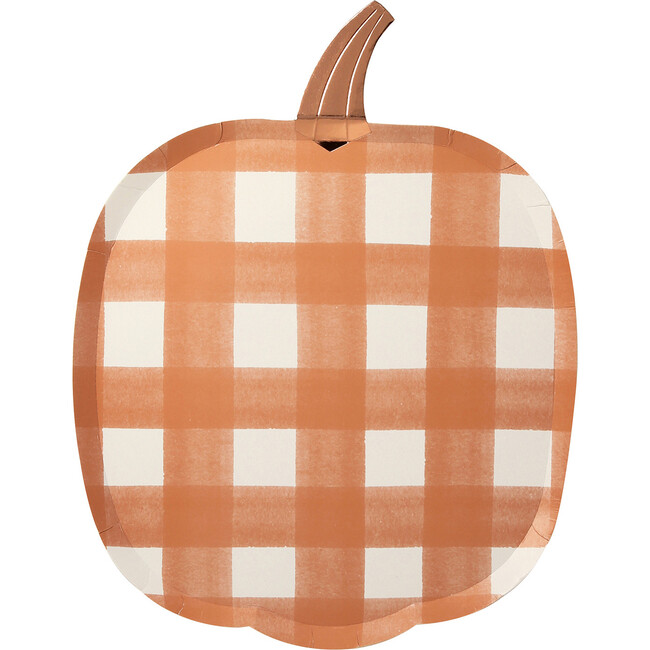 Gingham Pumpkin Plates - Paper Goods - 1