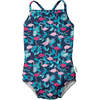 One-piece Swimsuit with Built-in Reusable Absorbent Swim Diaper, Navy Flamingos - One Pieces - 1 - thumbnail