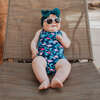 One-piece Swimsuit with Built-in Reusable Absorbent Swim Diaper, Navy Flamingos - One Pieces - 2 - thumbnail