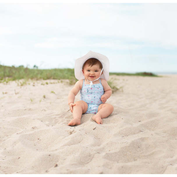 One-piece Swimsuit with Built-in Reusable Absorbent Swim Diaper, Light Aqua Swan - One Pieces - 3