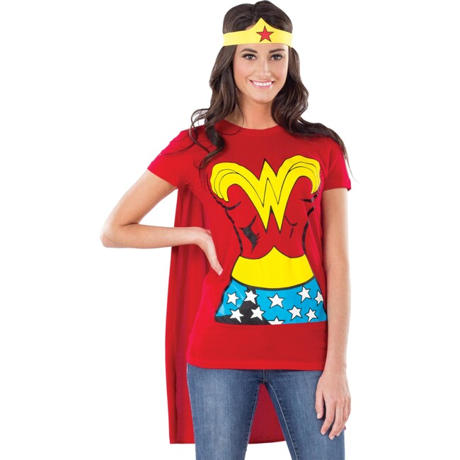 Wonder Woman Comic Adult T-Shirt Costume Top, Multi