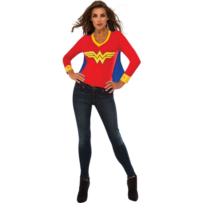 Wonder Woman Adult Sporty T-Shirt Costume Top, Multi