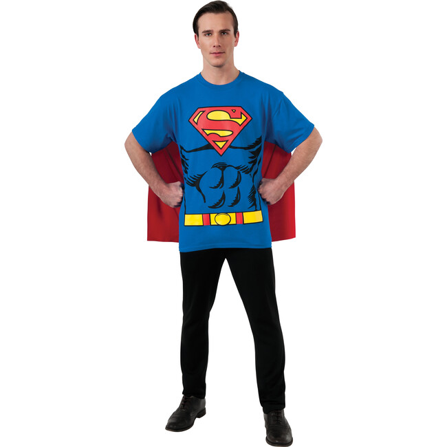 Superman Comic Adult T-Shirt Costume Top, Multi