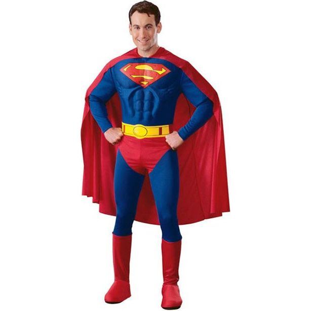 Superman Muscle Chest Deluxe Adult Costume, Multi