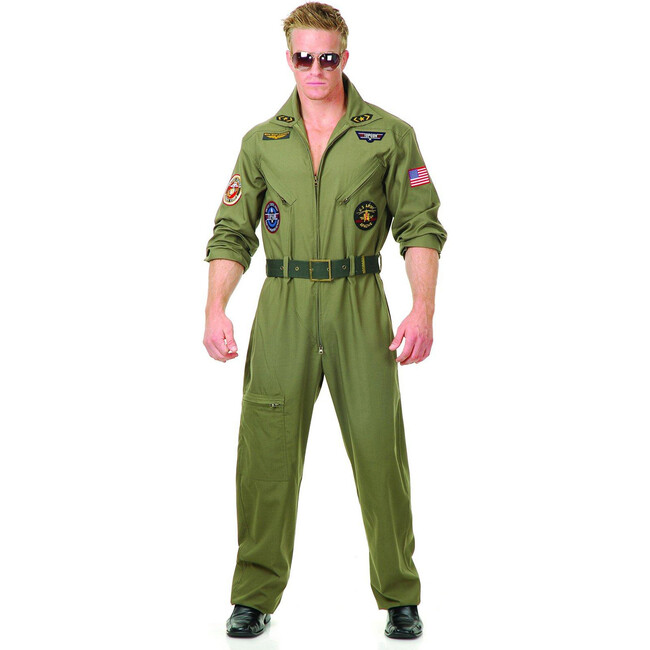 Top Gun Fighter Pilot Flightsuit Adult Costume, Green