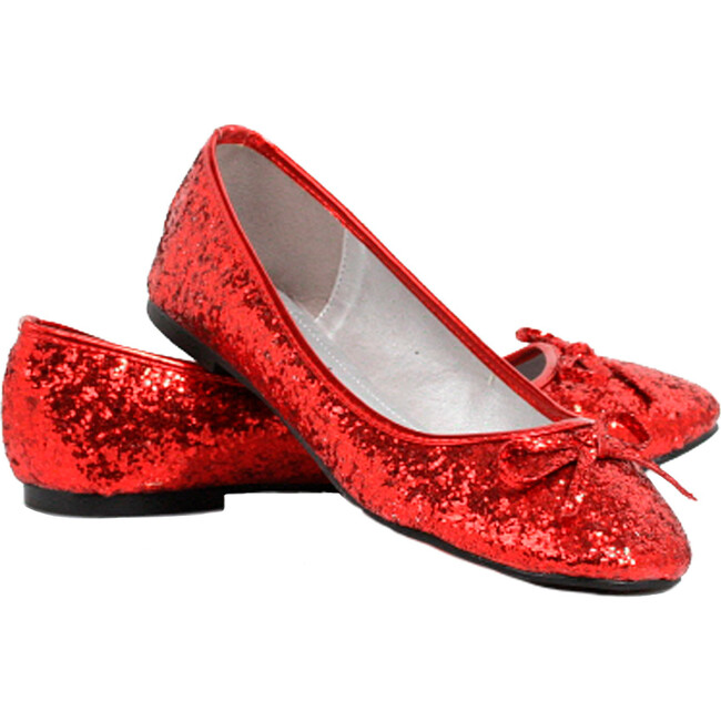 Star Women's Red Glitter Flat Ballet Shoe, Red - Costume Accessories - 1