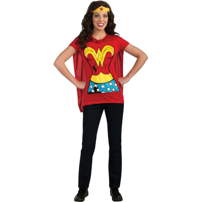Wonder Woman Adult T-Shirt Costume Set, Multi