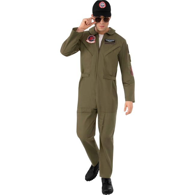 Maverick Top Gun Flight Suit Deluxe Adult Costume, Green