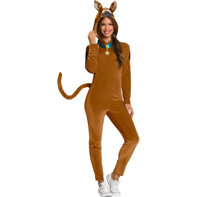 Scooby Doo Women's Plush Scooby Jumpsuit Costume, Brown