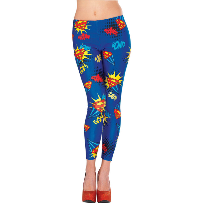Supergirl Comic Print Adult Leggings, Multi - Costumes - 1
