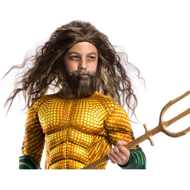 Aquaman Kids Beard And Wig Set, Brown