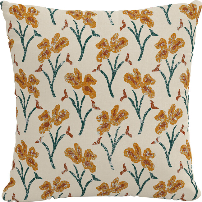 Decorative Pillow, Vanves Floral Ochre Teal