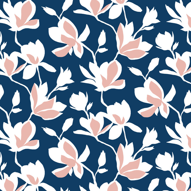 Decorative Pillow, Silhouette Floral Navy Blush - Decorative Pillows - 4
