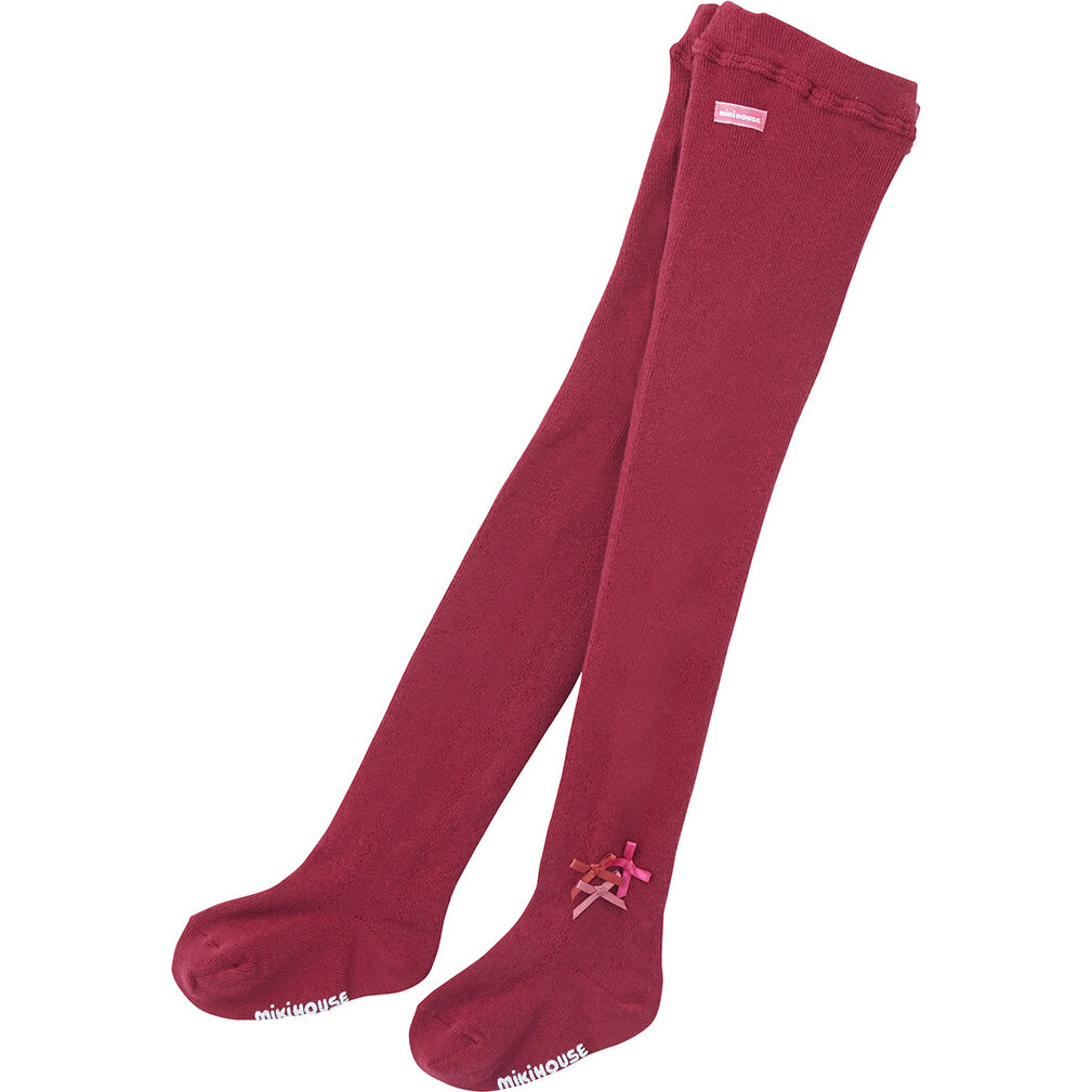 Lovely Three Ribbon Tights, Red - Tights - 1