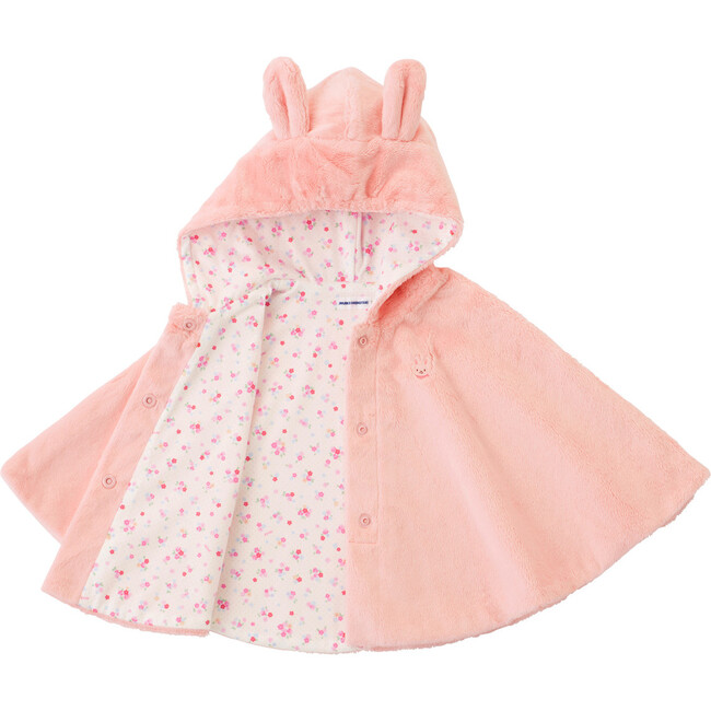 Micro Faux Fur Baby Poncho, Pink - Robes - 6